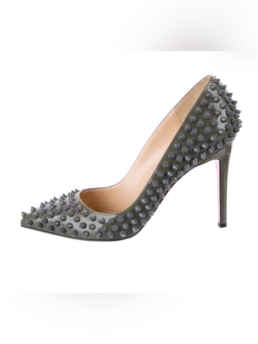 Christian Louboutin Gray Studded Pointed Toe Heel